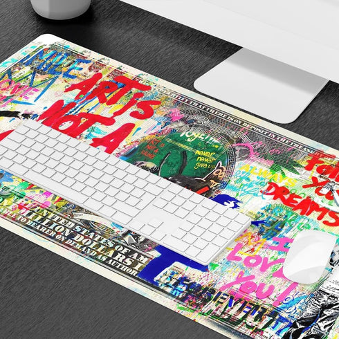 JUST BREATHE Large Mouse Pad, Cool Graffiti Street Art Extended Gaming Mousepad XXL 35"x15.7"