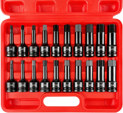 WETT 1/2" Drive Master Impact Hex Bit Set, 20 Piece Hex Driver