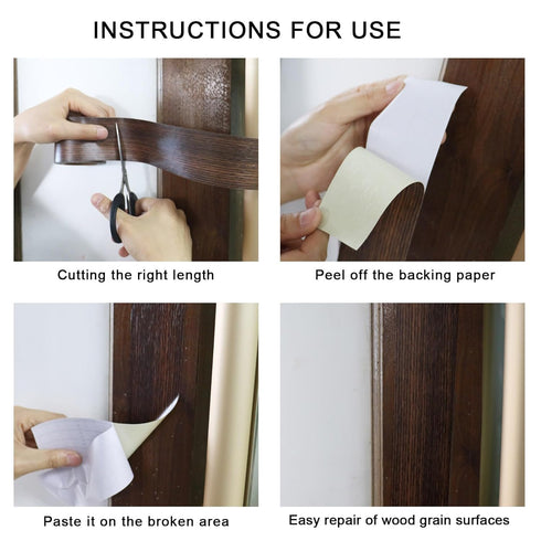 PACK 4inch 33ft,Self Projects,1 BOMEI Walnut Wood Grain Repair Tape X Adhesive Repair Patch for Furniture, Floors