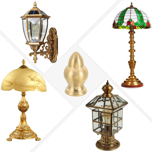 PATIKIL 17.5 31mm 3 Set x Lamp Finials Caps Knob, Solid Brass Lamp Shade Top Decoration Screw Cap Nuts with Brass