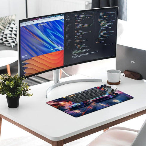 Large Gaming Mouse Pad Extended Keyboard Mat, JDM Car S13 S15 Blue Tokyo Drift Design, 30x60cm