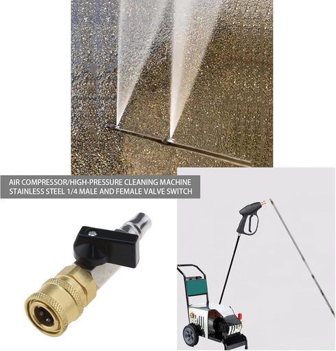 Compressed Air Quick Change Coupling Pneumatic Ball Valve Dosing Valve Shut-Off Valve 1/4 Inch with Plug Nipple 1/4 European Style Quick Connector