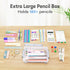 6 Pack) Extra Large Pencil Box, Plastic Hard Pencil Pen Case, Clear Crayon Box Bulk Marker Organizer, Plastic Storage