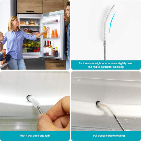 Extra-Thick 61-Inch Drain Brush, Stronger Spring Stainless Steel and Nylon Pipe Cleaner for Flexible, Curved & Slim