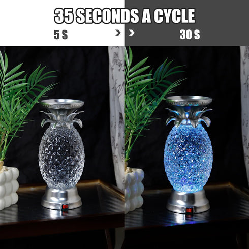 9.5" Silver(Pack 2) YAKii Pineapple LED Color Changing Shine Lamp,Swirling Water Waves Lamp Kid Safe Battery/USB Cable