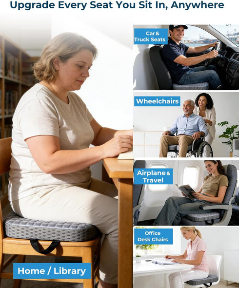 Yalfero Tailbone Gel Enhanced Travel Airplane Seat Cushion for Long Flights, Waterproof Stadium Portable Memory Foam