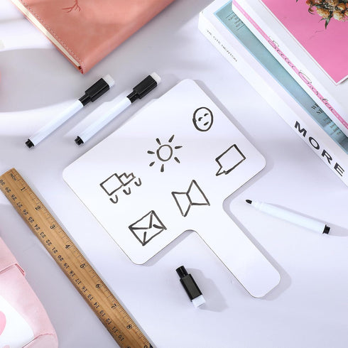 Sherr 12 Sets Dry Erase Paddles with Markers, Double Sided Handheld Whiteboard for Classroom Voting Games