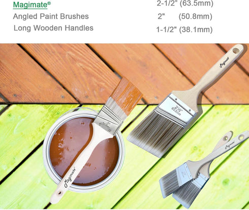 Paint Brushes Set, Sash Brushes, Soft Tapered Filament, Wood Stain Brushes, Pack of 5