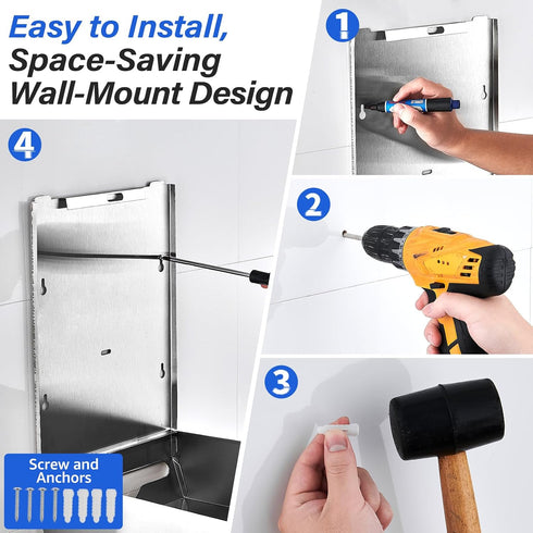 Commercial Paper Towel Dispenser Wall Mount, Stainless Steel Hand Towel Dispenser with Lock, Large Capacity C-Fold