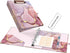 Ospelelf Mini 3 Ring Binder 1 Inch, Cute Pink Marble Binder for 5.5" x 8.5" with 5 Tab Dividers, File Labels