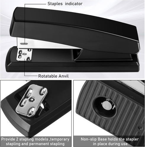 Yahenda 12 Pieces Heavy Duty Desktop Staplers with Staples, 25 Sheet Capacity for School Office