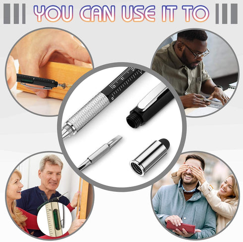 Tool Pen 6-in-1 Multitool, 30 Pieces, with Ruler, Level Gauge, Ballpoint Pen, and Screwdrivers