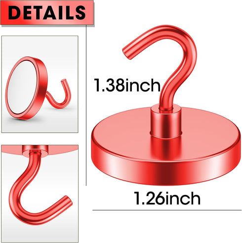 VNDUEEY Heavy Duty Magnetic Hooks, 110 Lbs Strong Neodymium Metal Hooks for Fridge, Hanging, Toolbox, Coat and Storage