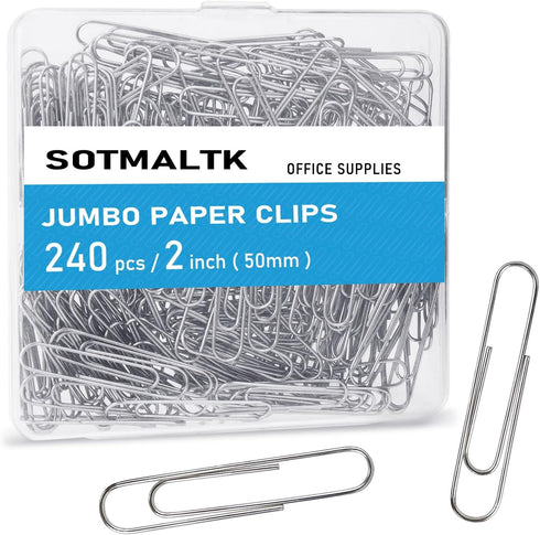 Jumbo Paper Clips, 240pcs 2 Inch Large Silver Paper Clips for Office and School Use