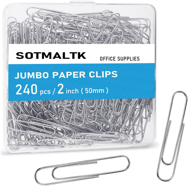 Jumbo Paper Clips, 240pcs 2 Inch Large Silver Paper Clips for Office and School Use