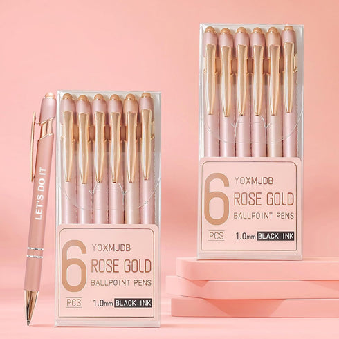 Stylus Pens for Touch Screens, 12 Pack Rose Gold Inspirational Pens, 1.0mm Medium Point BallPoint Pens - 12 Pcs