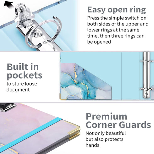 Lateefah 3 Ring Binder, 2 Inch Binder Organizer for Letter Size (8.5'' x 11'') with 5-Tab Dividers and Pockets,