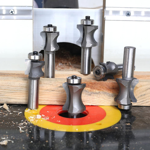 6Pcs Set 1/2" 5/16",3/8",1/2",5/8",3/4",7/8" Akylin's Convex Edge Oval Router Bit Shank, Shallow Bullnose at at