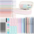 Four Candies 39 PCS Aesthetic School Supplies, Cute Pen Case, 12 Pastel Highlighters, 5 Black Ink Gel Pens