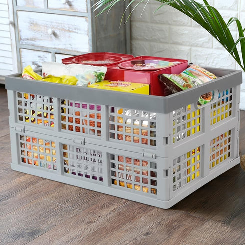 Doryh 34 2-Pack L Plastic Crates, Collapsible Storage Crates/Stackable Storage Container Basket