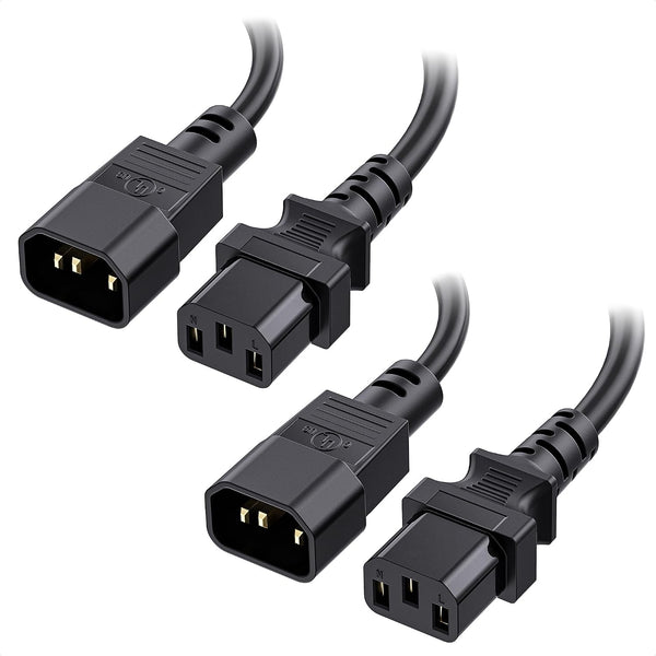 Cable Matters 2-Pack Computer to PDU Power Extension Cord - 6ft, IEC C14 to