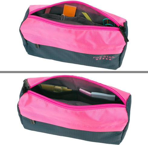 Five Star Pencil Pouch, 9-Pocket Storage Organizer for School Supplies, Navy/Pink (505600B-ECM)
