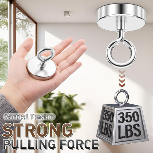 350 LBS 2 Inch FINDMAG Strong Magnet, Fishing Magnet Neodymium Rare Earth Magnets with Lifting Eye Bolt, Heavy Duty