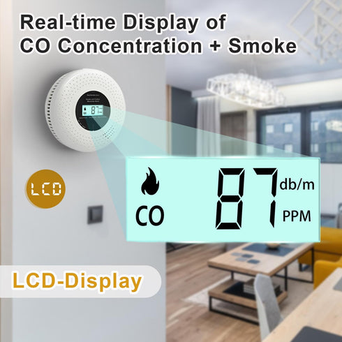 GiiHoo 10-Year 2 1 Smoke and Carbon Monoxide Detector Lifespan, Dual Sensor Photoelectric & Electrochemical CO Alarm