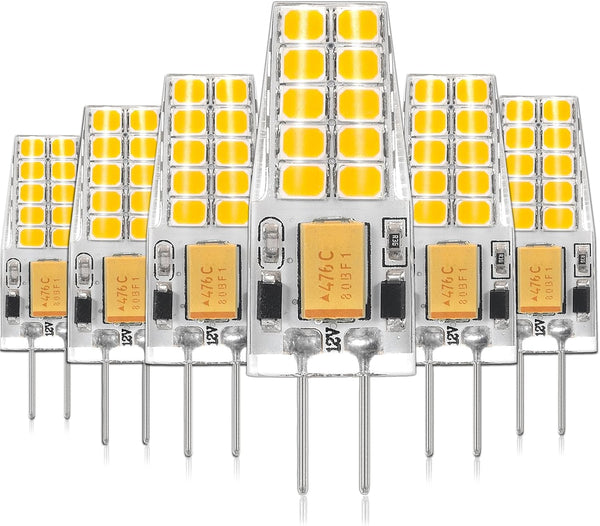 6 Pack G4 LED Bulb 12V AC/DC 2.5W Equivalent 30W T3 Bi-Pin