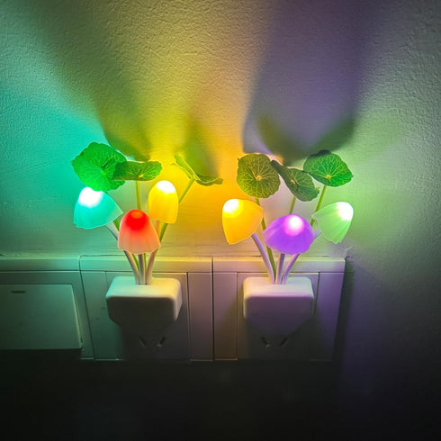 2Pack Mushroom Night Light, Plug-in Sensor LED Night Light Color Changing Nursery Light for Kids, Cute Wall Based Lamp