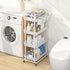 4-Tier JIUYOTREE Plastic Rolling Storage Cart Utility Cart with Extra Hanging Cups Handles Lockable Wheels for Living