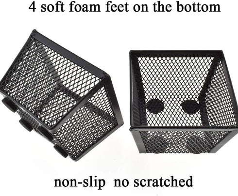 HAHIYO Stackable Paper Clip Mesh Holder Cup, 2.2" Height, 2 Pack Black, Sturdy PaperClip Holder for Desk Organizer