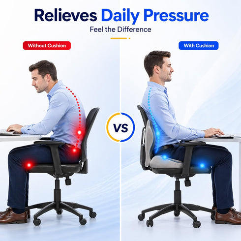 NTG-SOLUTIONS Seat Cushion L-Shaped Ergonomic Memory Foam Support for Office Chair Cushion, Car Seat Cushion, Seat