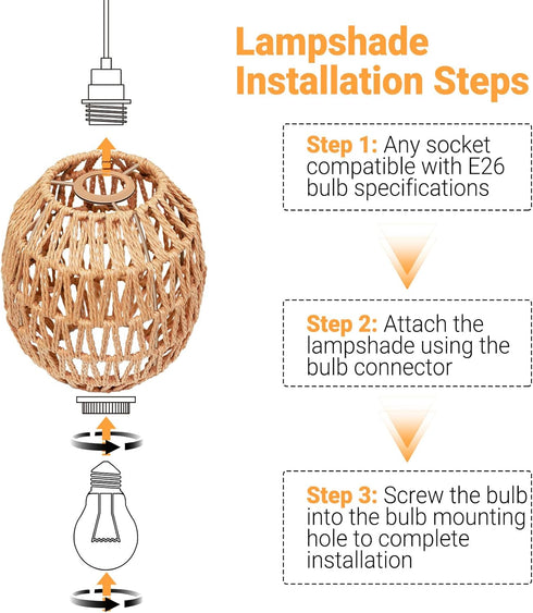 Small Lamp Shades For Table Lamps Hanging Light Boho Lamp Shades Wicker Lamp Shade for Floor Lamps, Rattan Lampshade