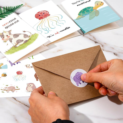 Hunanyume 4x6 Inch Graduation-20 Pack Funny Thank You Cards with Envelopes & Stickers - Cute Animal Pun Assorted Blank