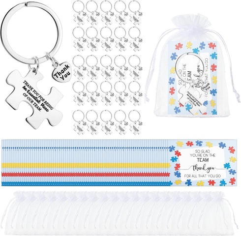 Sasylvia 50 Set Welcome to The Team Appreciation Gift Puzzle Piece Keychain