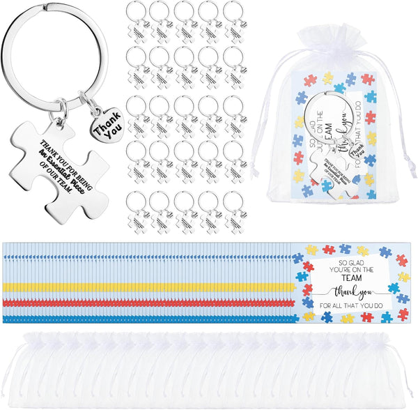 Sasylvia 50 Set Welcome to The Team Appreciation Gift Puzzle Piece Keychain