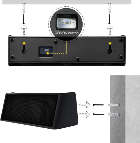 3000K Mrzxy Solar Lights Outdoor Up and Down Waterproof Aluminum Solar Sconce Dusk to Dawn Warm White for Sign, Yard