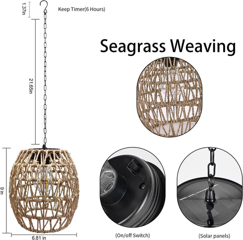 Outdoor Solar Hanging Lantern, Rattan Outdoor Chandelier Solar Chandelier Outdoor Outdoor Chandelier for Gazebo Solar
