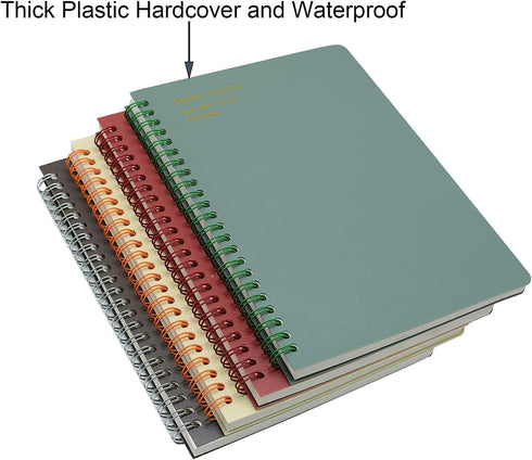 Yansanido Spiral Notebook, 4 Pcs A5 Thick Plastic Hardcover Graph Paper 4 Color 80 Sheets -160 Pages Journals for Study and Notes (Grid-4pcs Wine Red,Brown,Green,ivory, A5) by Yansanido
