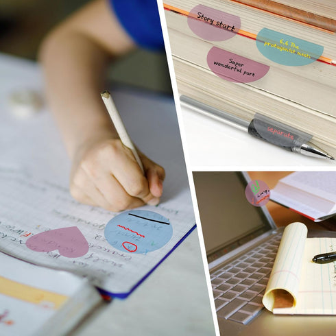 Transparent Sticky Notes, Hommie 480Pcs Morandi Cute Round & Heart Clear Sticky Tabs, Page Flags Stickers for Journaling