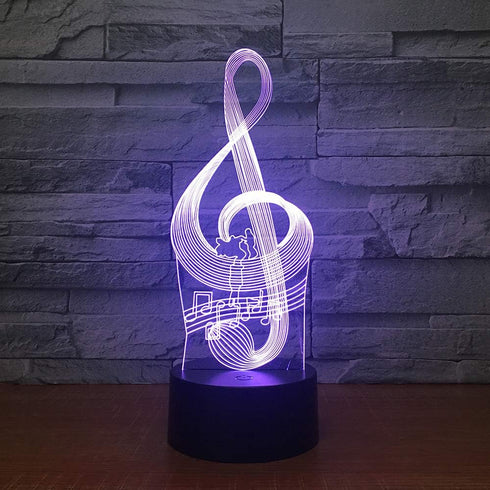 Warm Light 3D 7 Music Note Night Light, Colors Changing Optical Illusion Touch Table Desk Lamp, Perfect Gifts for Kids