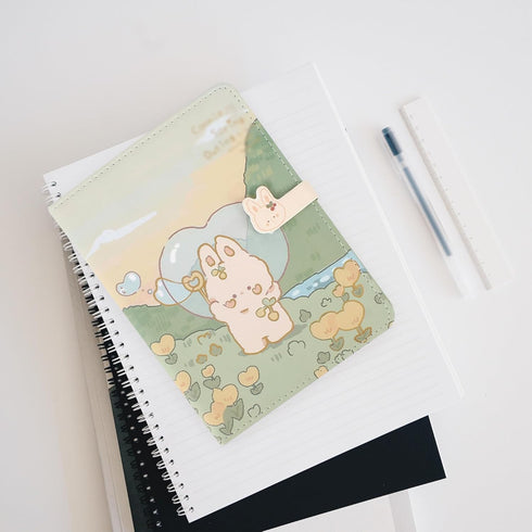 Cute Cartoon PU Leather Notebook, Kawaii A5 Journal Sketchbook Notepad for Travel