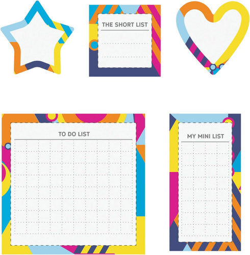 Post-it Notes Planner Sticky Notes, to Do List, Mini List, Short List and Shapes, 5 Pads, 30 Sheets/Pad