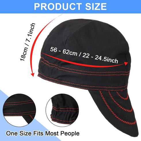 Yunsailing 2 Pcs Welding Cap Flame Resistant Welders Caps Reversible Elastic Cotton Soft Short Crown Welders Hats Men Women