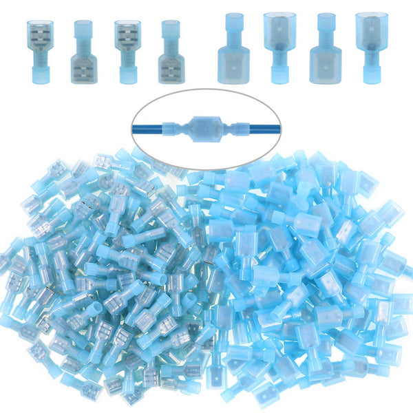 Glarks 100pcs 16-14 Gauge Fully Insulated Spade Nylon Quick Disconnect Electrical Connectors Assortment Kit