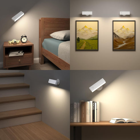 2Pack 4000mAh 360 YiLaie LED Magnetic Wall Sconce Lights, Battery Operated Wall Sconce, USB Rechargeable Wall Lights