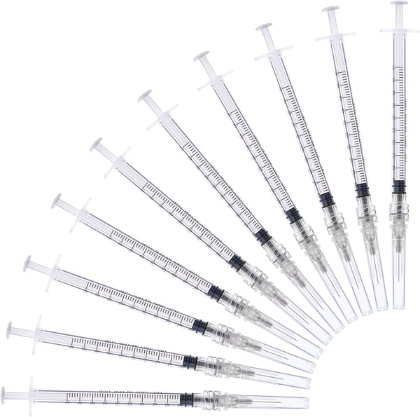 1cc/ml Syringe with 27G 1/2 in Needle, Laboratory Tools, Individually Wrapped, Pack of 20