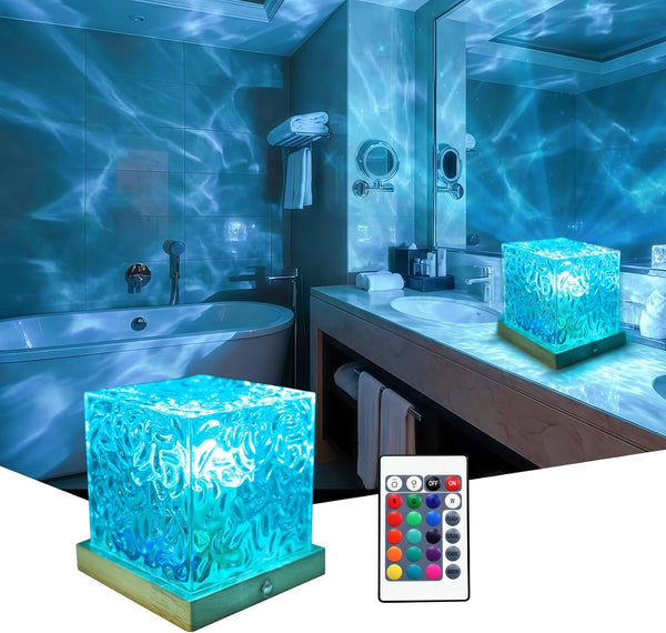 RICHMYC Ocean Wave Projector Light, 16 Colors Gradual Rotating Water Lamp with