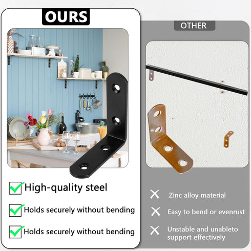 LOSYHU 20 2.5''x 2.5'' 80 3MM PCS Black Corner Brace Heavy Duty L Bracket Corner Braces with pcs Screws, Thic Kness
